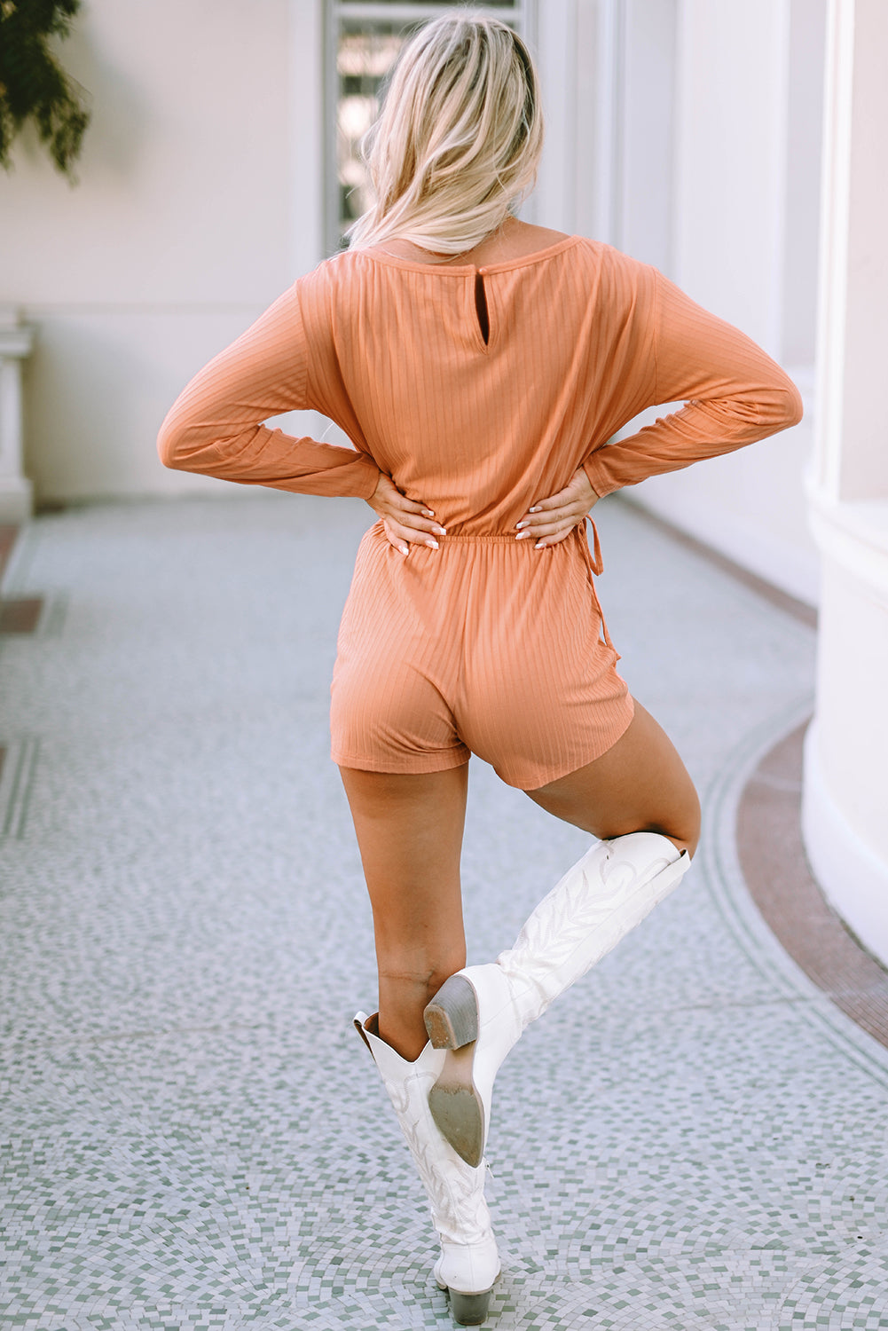 Long Sleeve Round Neck Romper-Angel Casuals