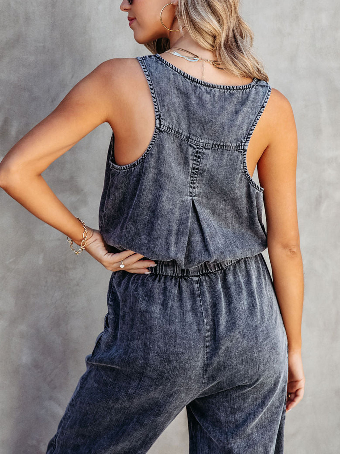 Drawstring Waist Sleeveless Jumpsuit-Angel Casuals