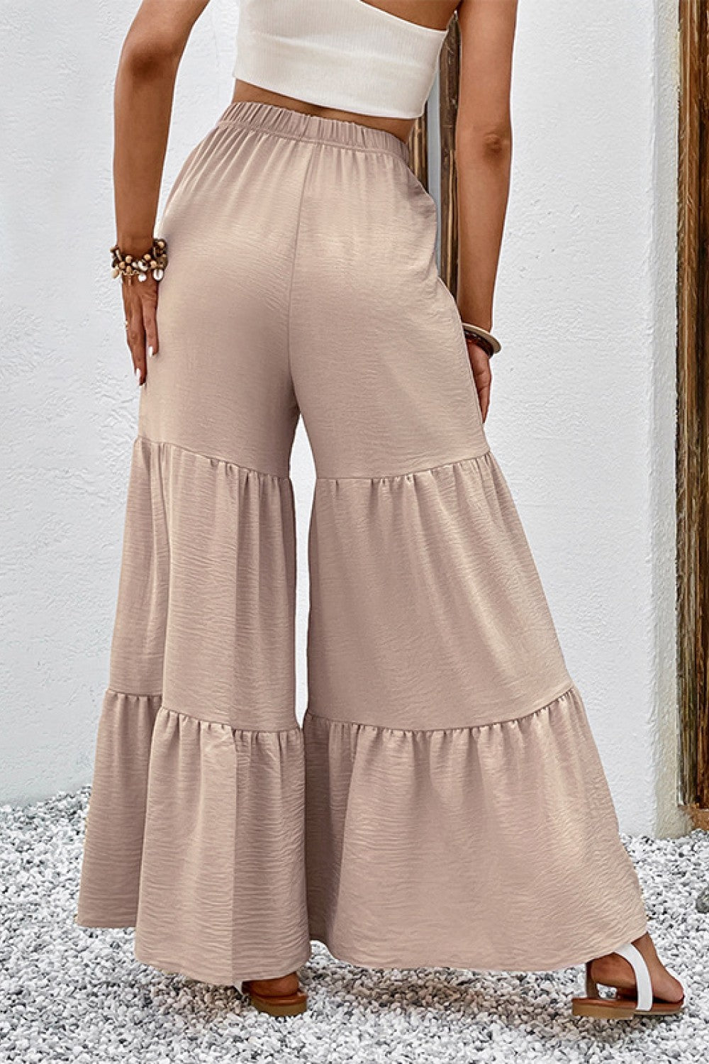 Drawstring Waist Tiered Flare Culottes-Angel Casuals