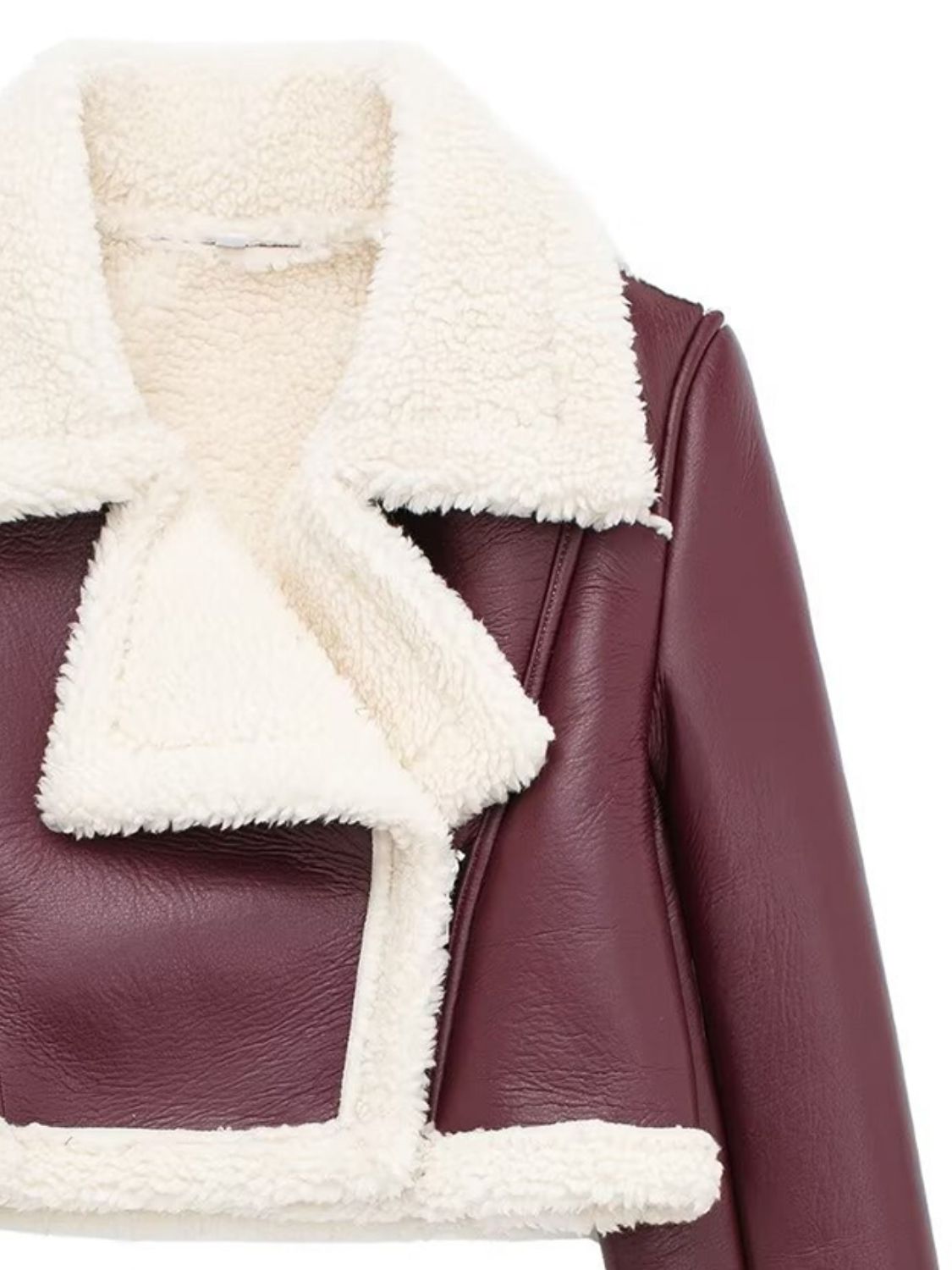 Collared Neck Long Sleeve Plush Cropped Jacket-Angel Casuals