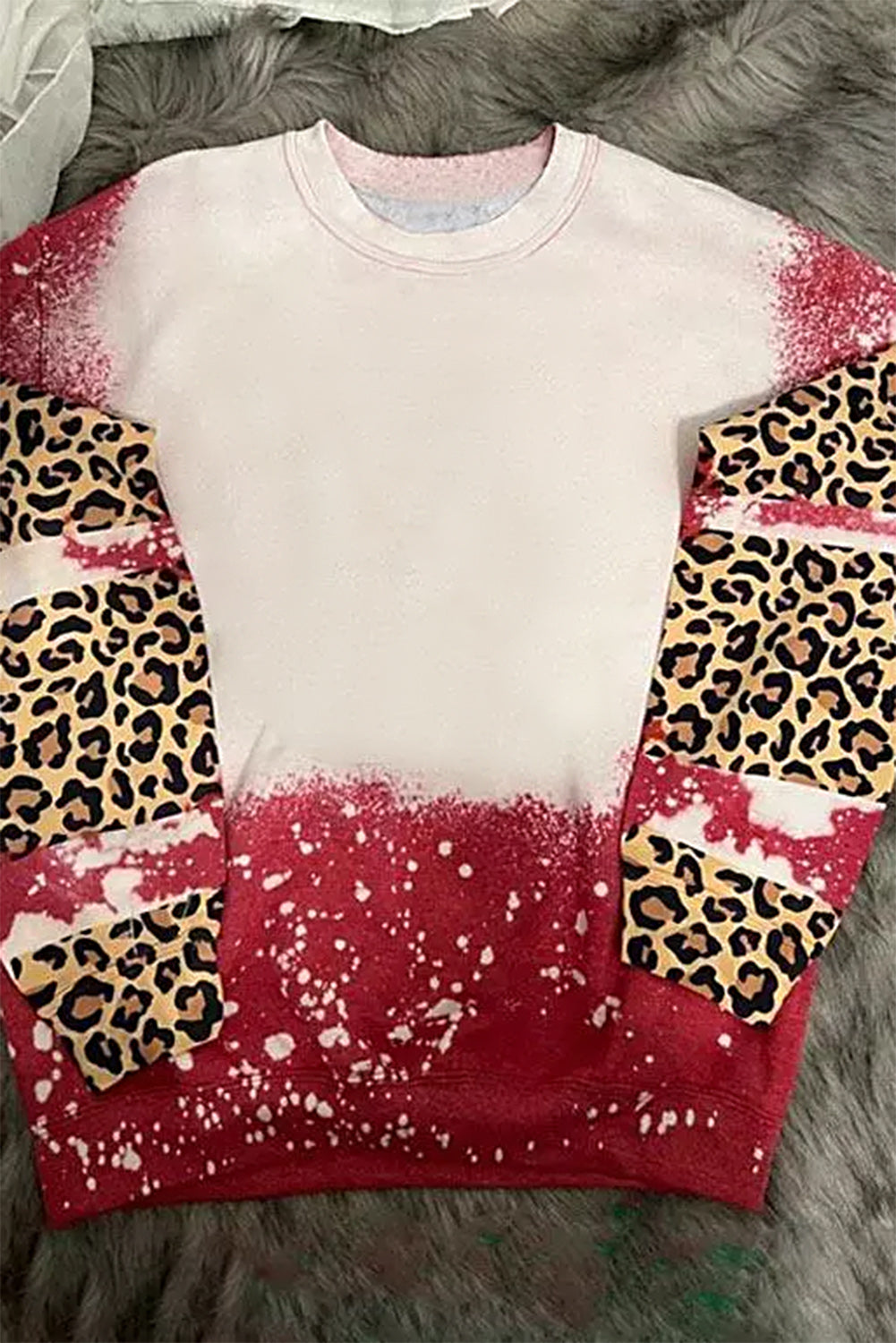 Leopard Round Neck Long Sleeve T-Shirt-Angel Casuals