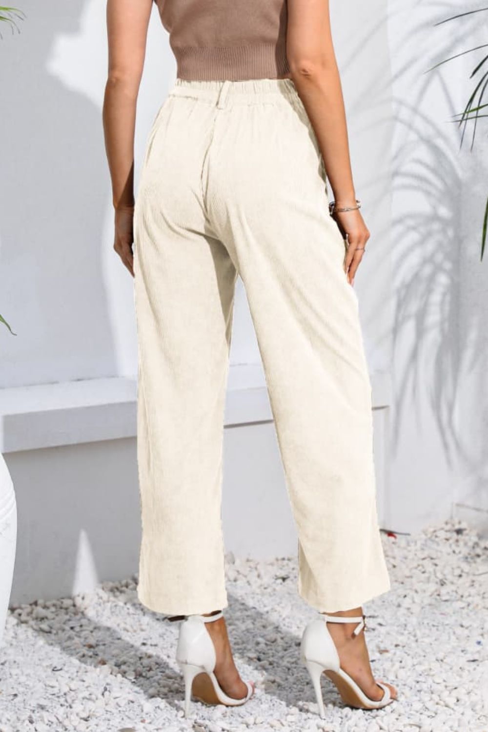 Buttoned Straight Hem Long Pants-Angel Casuals