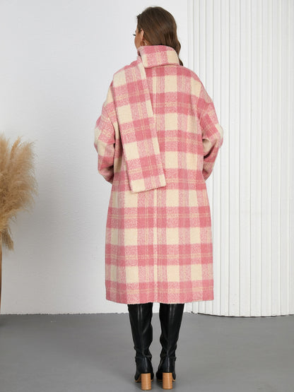 Plaid Button Up Long Sleeve Coat-Angel Casuals