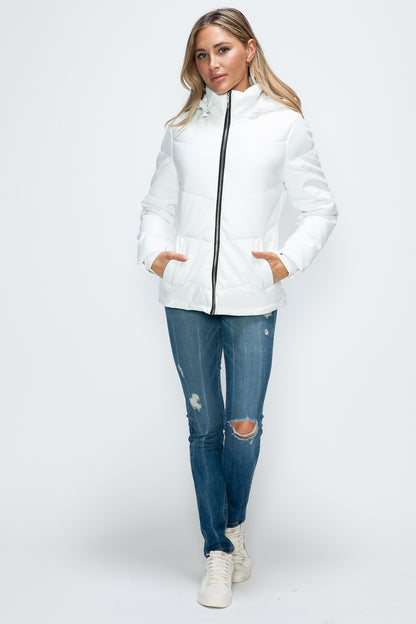 How Dare U Pocketed Zip Up Puffer Jacket with Removable Hood-Angel Casuals
