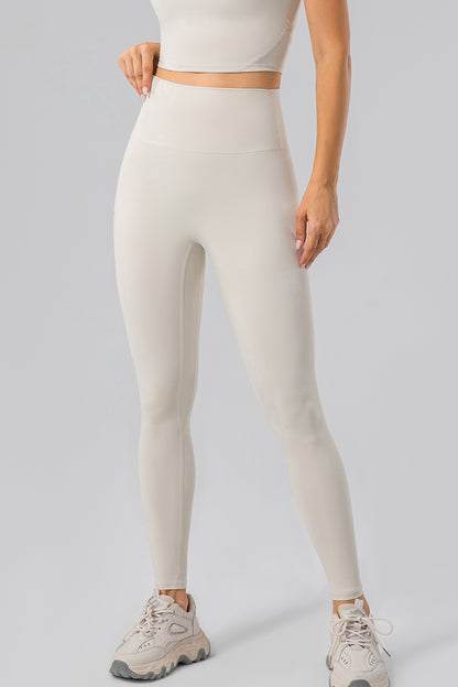 High Waist Wide Waistband Active Leggings-Angel Casuals