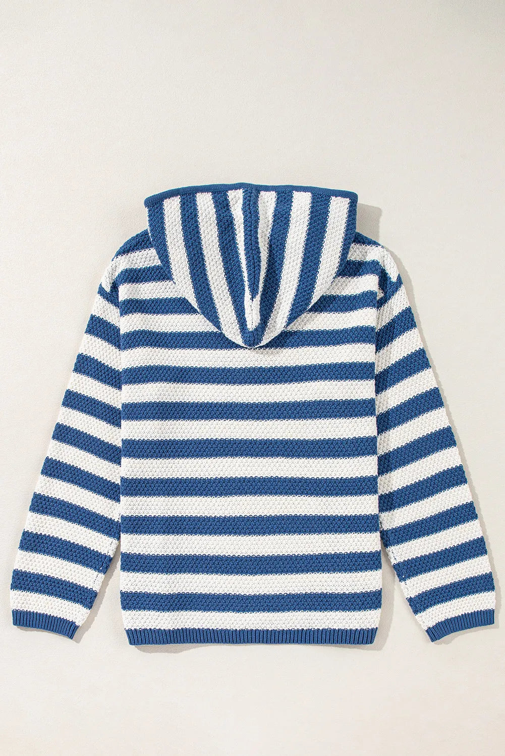 Drawstring Striped Long Sleeve Hooded Sweater-Angel Casuals