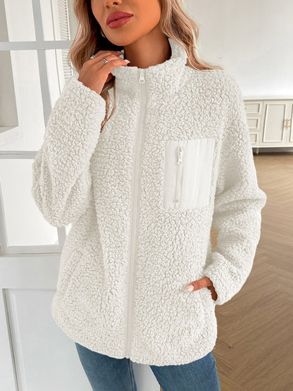 Ivy Lane Zip Up Long Sleeve Fuzzy Jacket-Angel Casuals