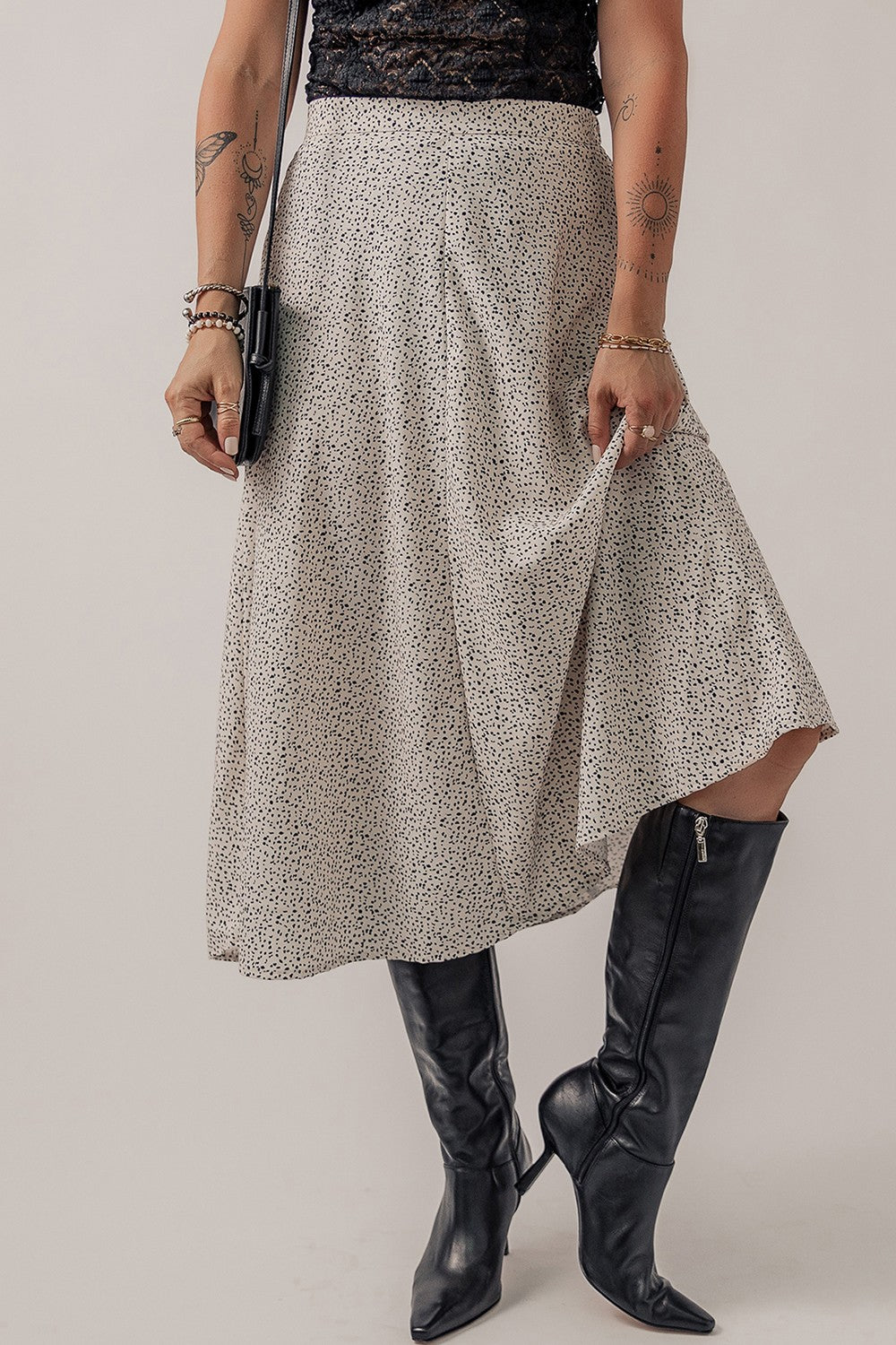 Speckle High Waist Midi Skirt-Angel Casuals