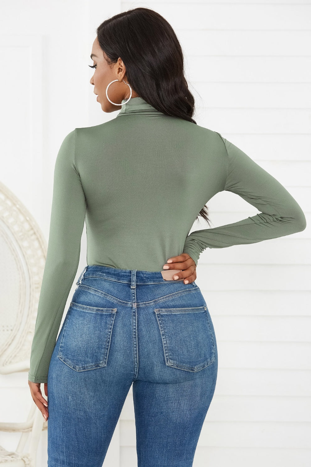 Turtleneck Long Sleeve Bodysuit-Angel Casuals