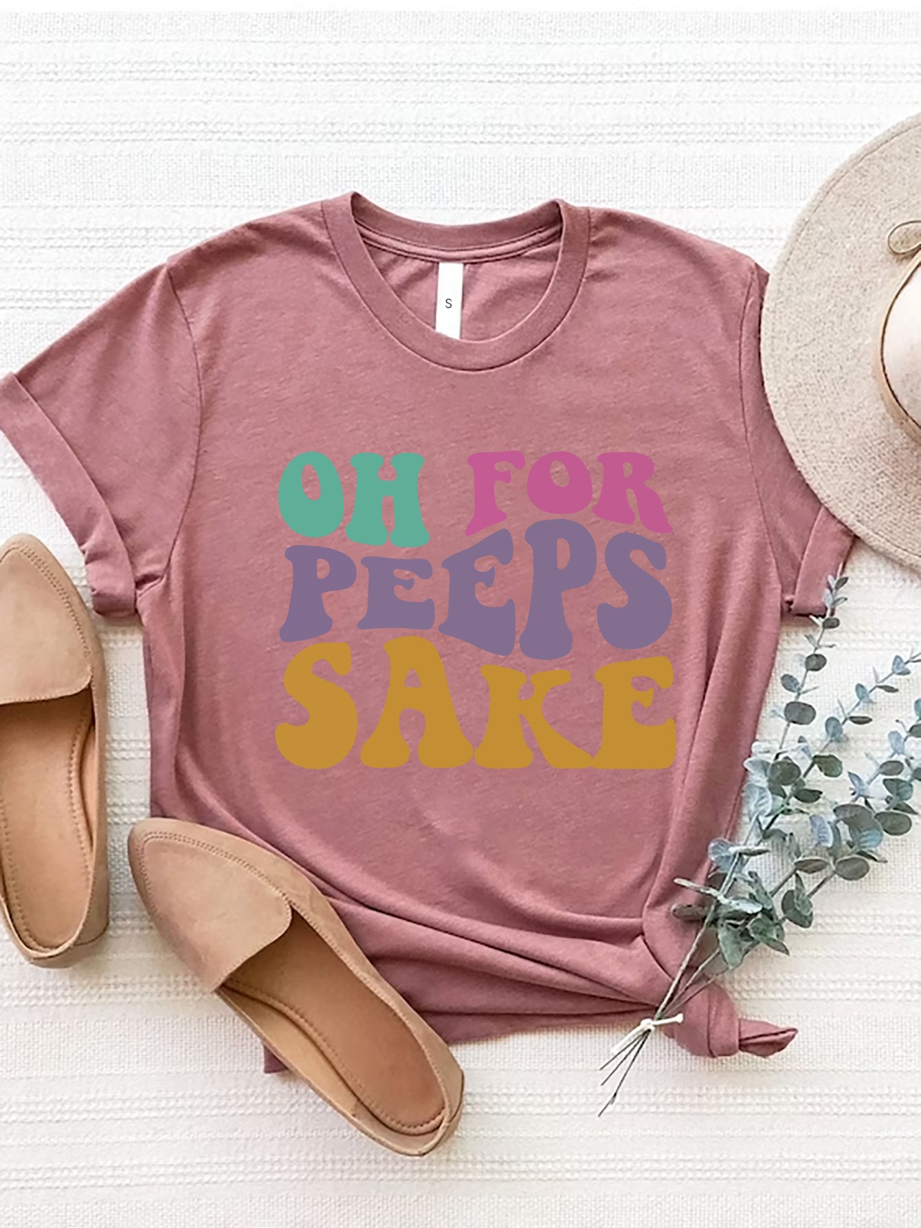 OH FOR PEEPS SAKE Round Neck T-Shirt-Angel Casuals