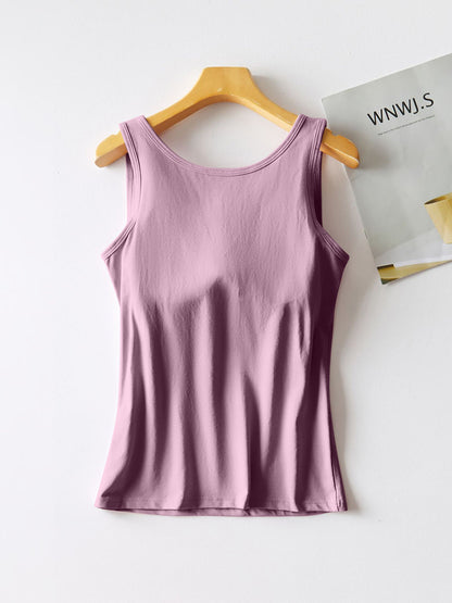 Round Neck Tank with Bra-Angel Casuals