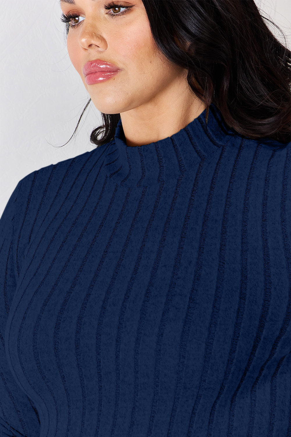 Basic Bae Full Size Ribbed Mock Neck Long Sleeve T-Shirt-Angel Casuals