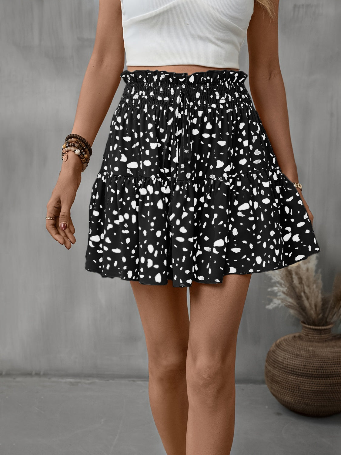 Frill Tied Printed Mini Skirt-Angel Casuals