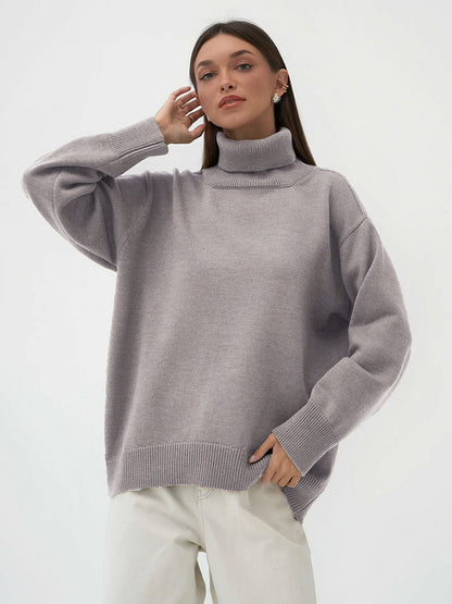 Turtleneck Long Sleeve Sweater-Angel Casuals