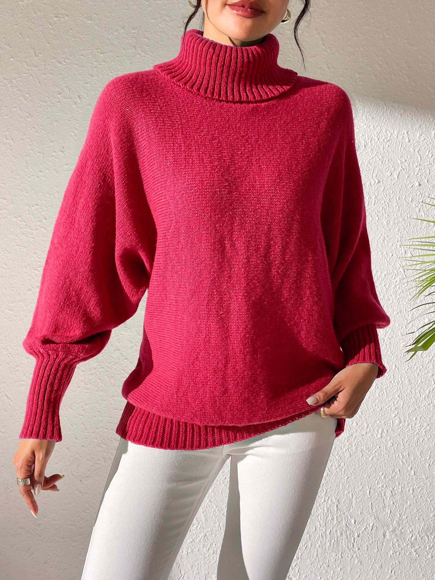 Turtleneck Long Sleeve Sweater-Angel Casuals