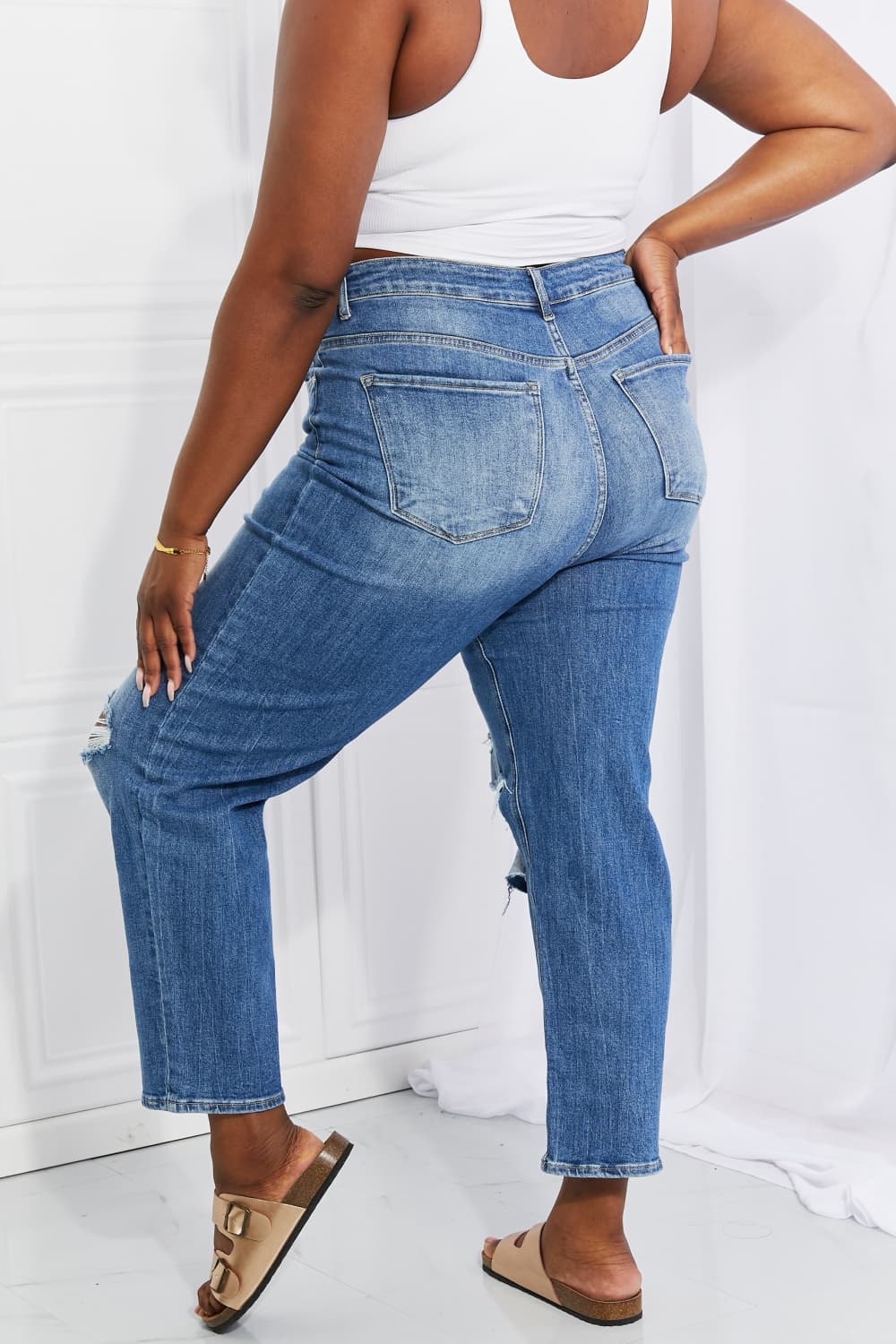 RISEN Full Size Emily High Rise Relaxed Jeans-Angel Casuals