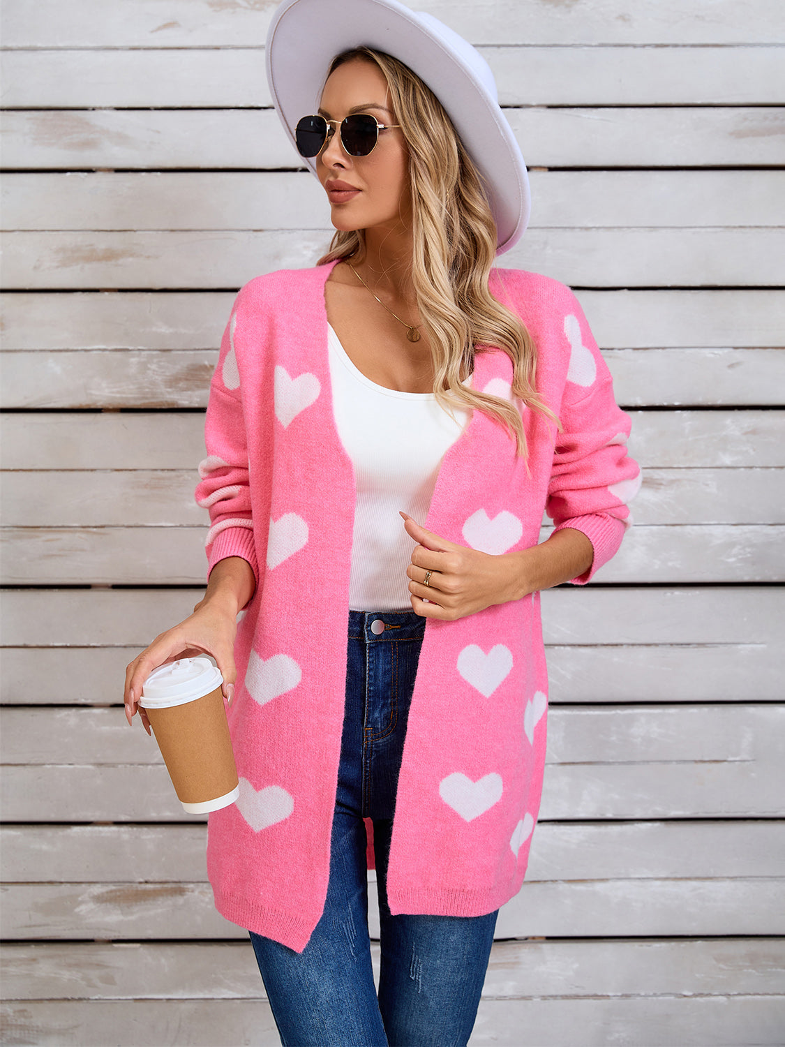 Angel Wings Heart Open Front Long Sleeve Cardigan-Angel Casuals