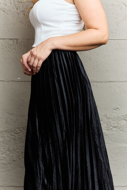 Ninexis Accordion Pleated Flowy Midi Skirt-Angel Casuals