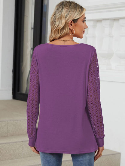 Cutout Round Neck Long Sleeve T-Shirt-Angel Casuals
