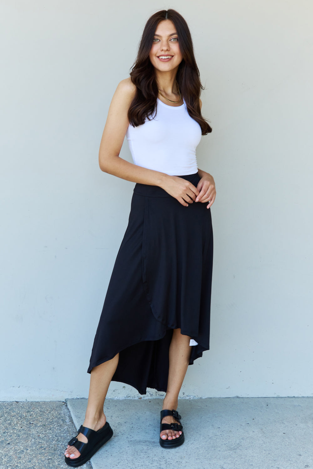 Ninexis First Choice High Waisted Flare Maxi Skirt in Black-Angel Casuals