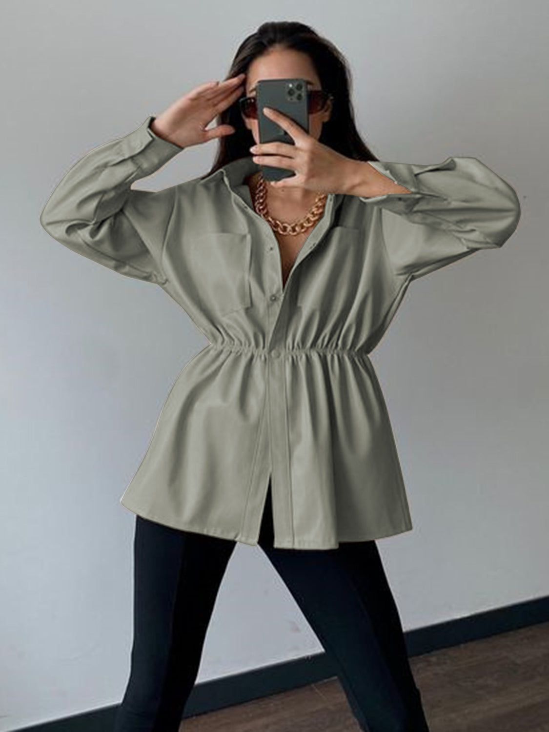 Snap Down Collared Jacket-Angel Casuals