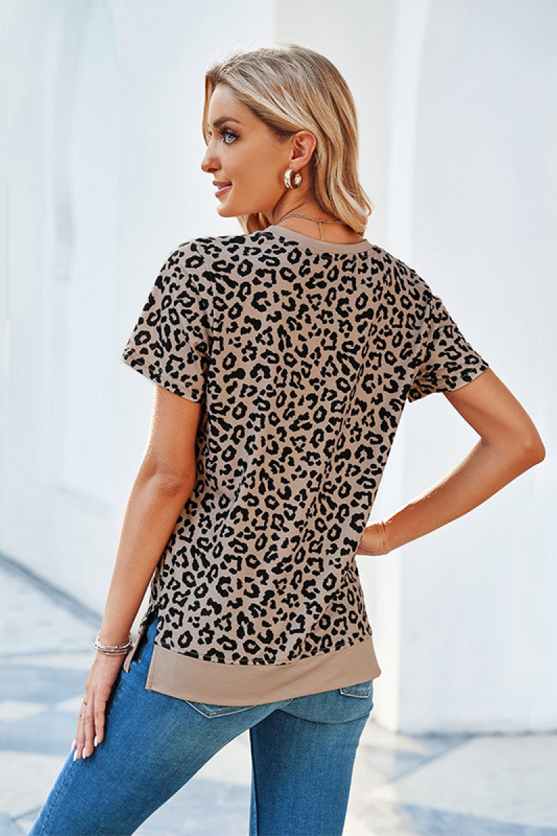 Leopard Print Short Sleeve Tee-Angel Casuals