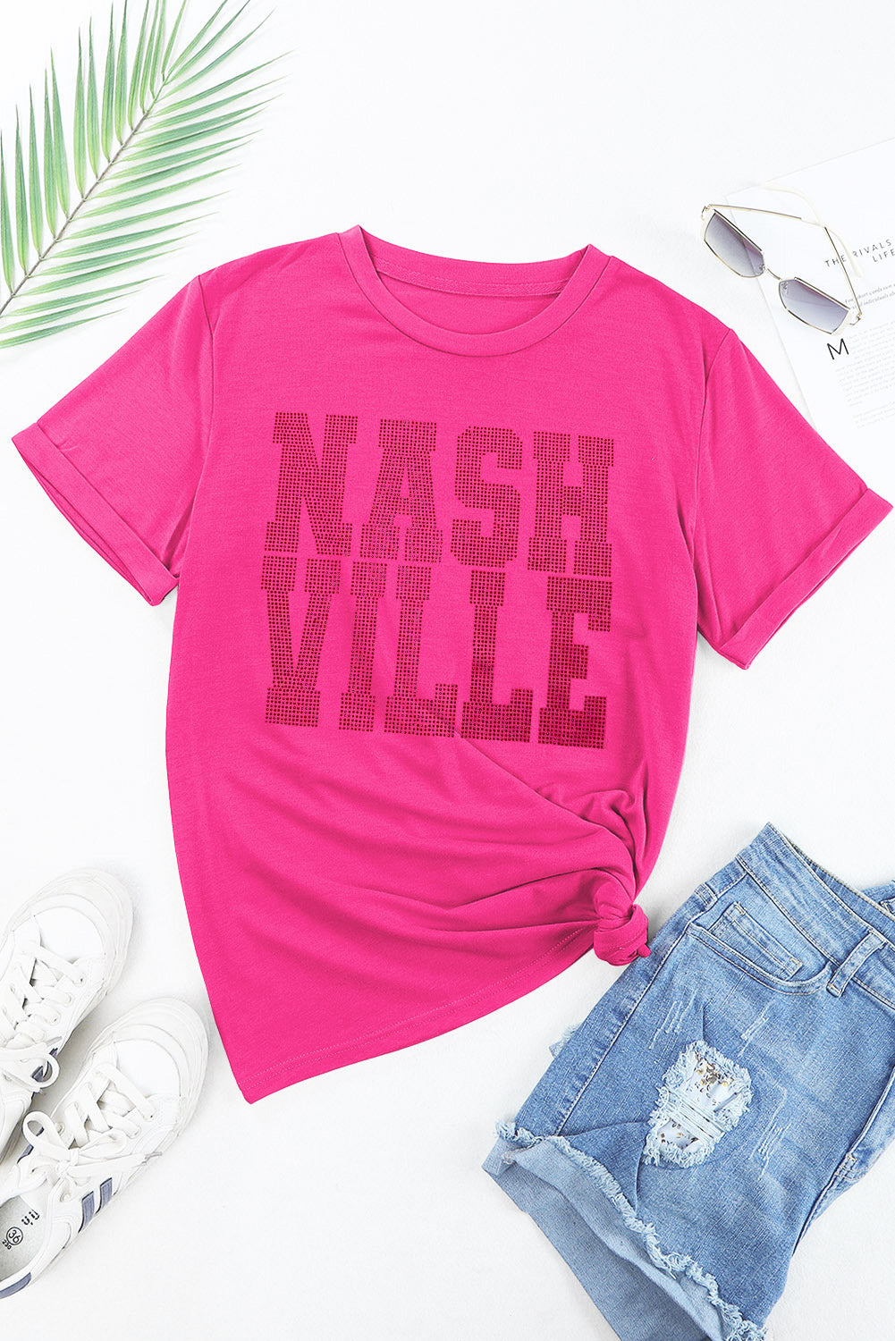 NASHVILLE Round Neck Short Sleeve T-Shirt-Angel Casuals