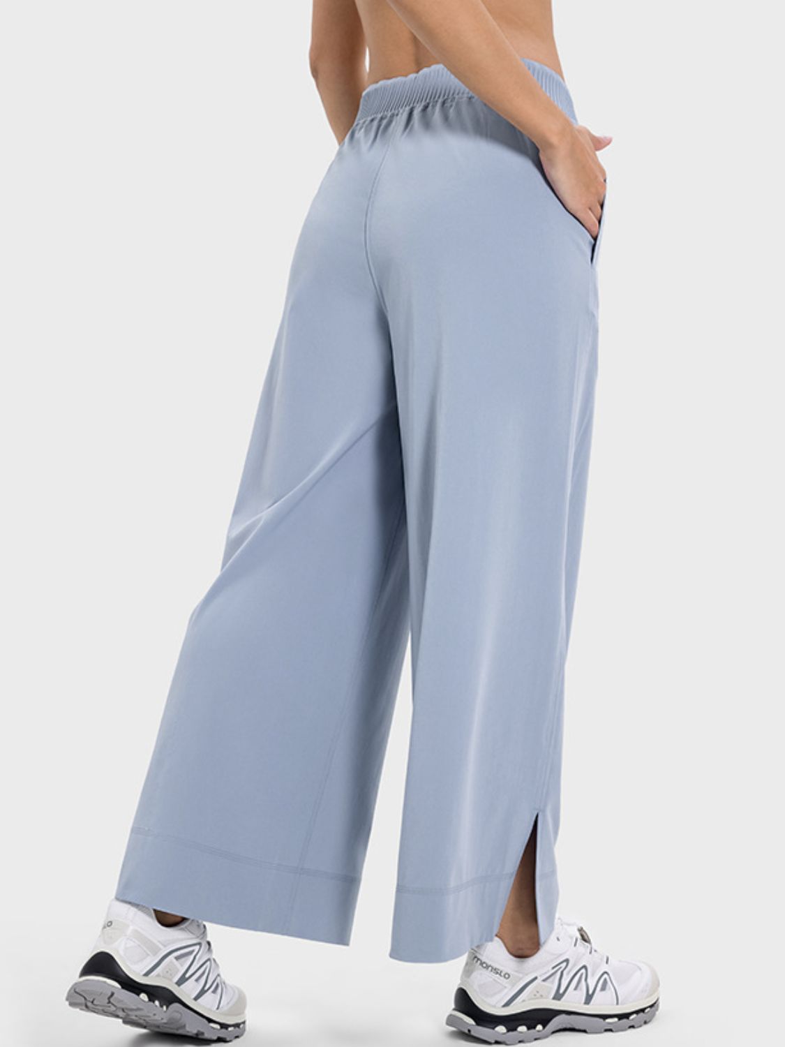 Slit Wide Leg Active Pants-Angel Casuals