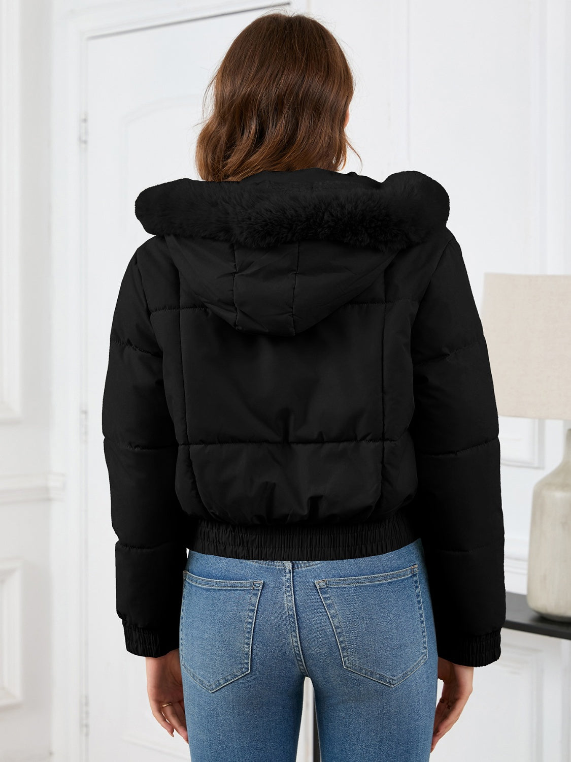 Pocketed Long Sleeve Cropped Hooded Winter Coat-Angel Casuals