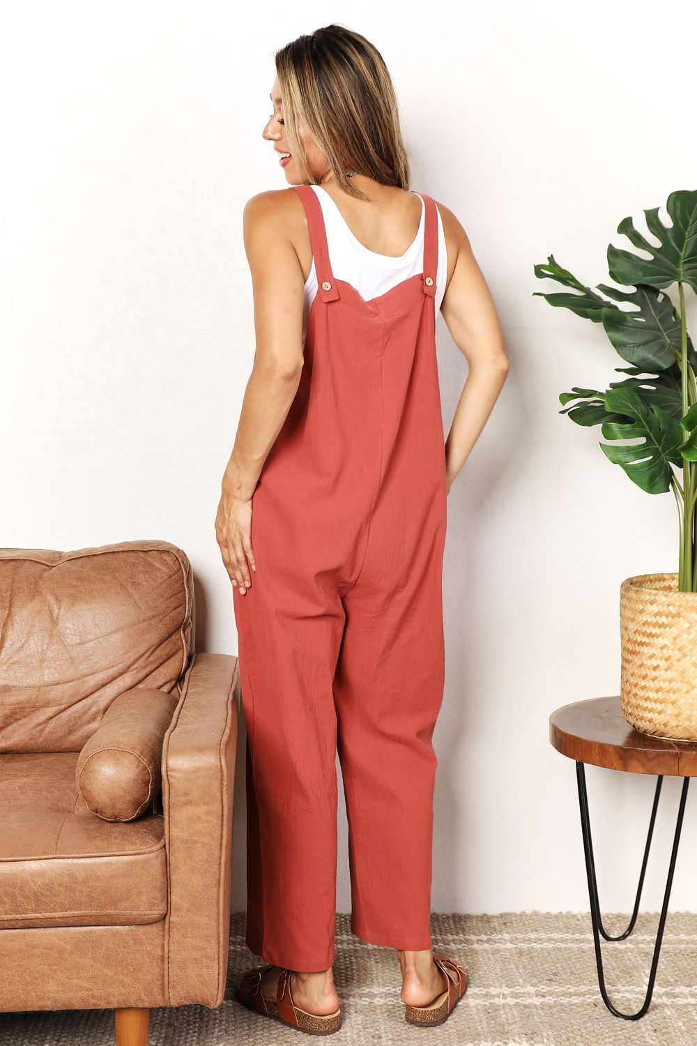 Wide Leg Overalls with Front Pockets-Angel Casuals