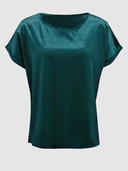 Round Neck Short Sleeve T-Shirt-Angel Casuals