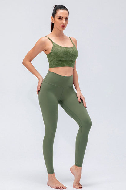 Wide Waistband Slim Fit Active Leggings-Angel Casuals