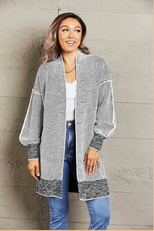 Woven Right Heathered Open Front Longline Cardigan-Angel Casuals