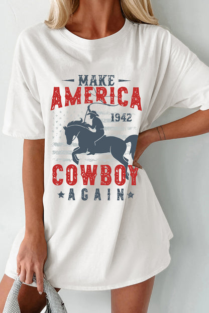 Cowboy Graphic Round Neck Half Sleeve T-Shirt-Angel Casuals