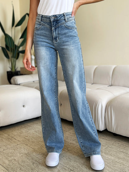 Judy Blue Full Size High Waist Wide Leg Jeans-Angel Casuals