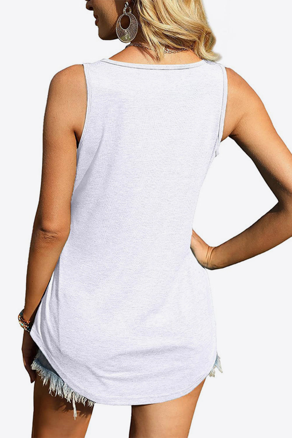 Curved Hem Square Neck Tank-Angel Casuals