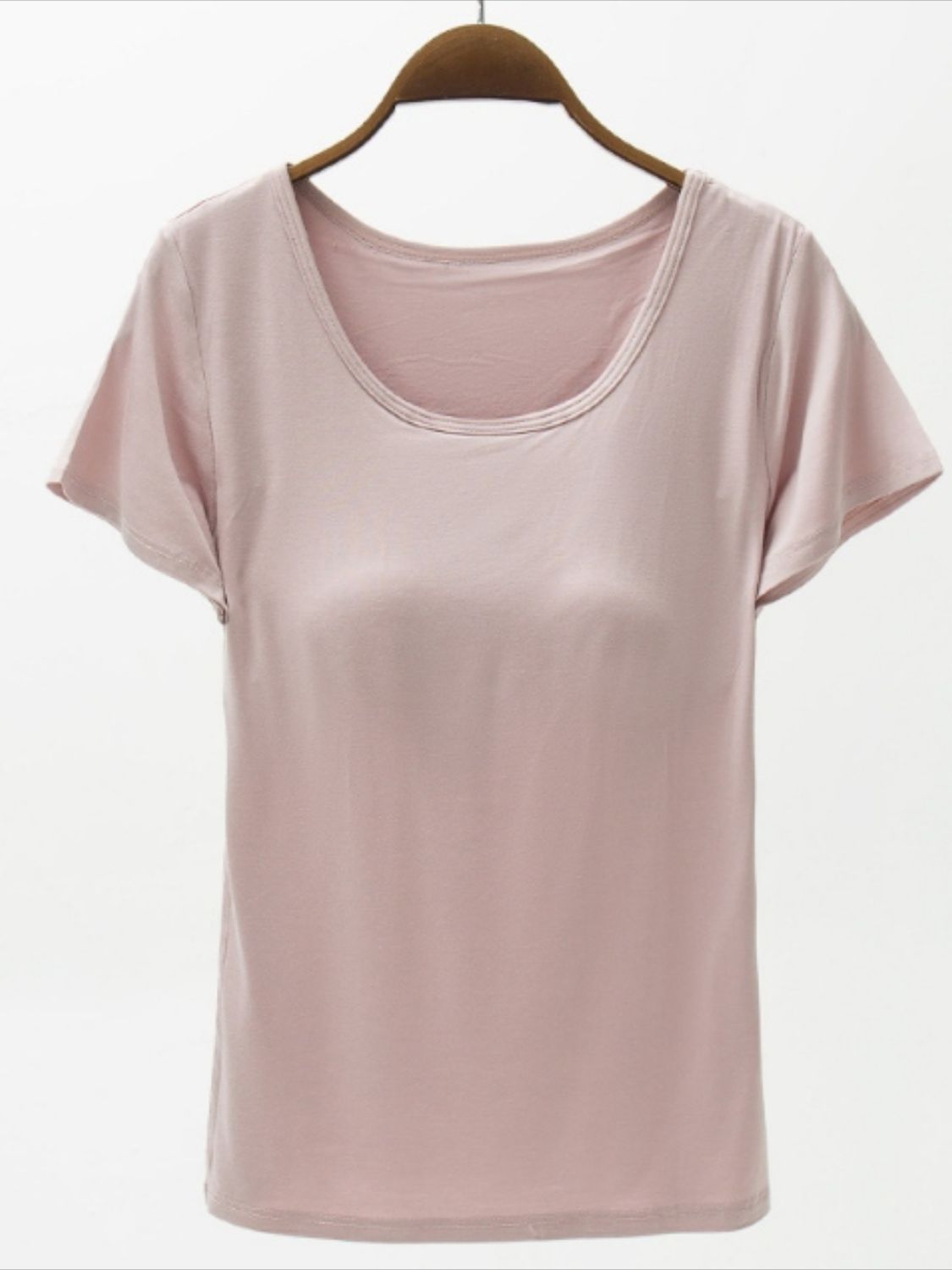 Round Neck Modal T-Shirt with Bra-Angel Casuals