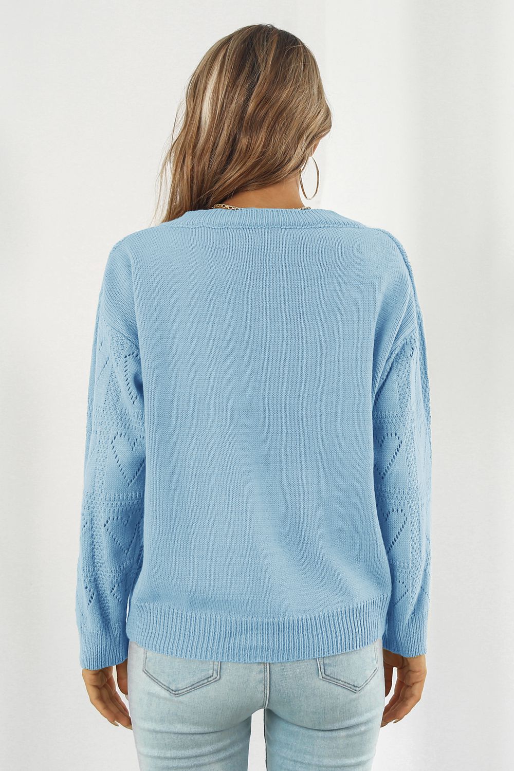 V-Neck Drop Shoulder Sweater-Angel Casuals