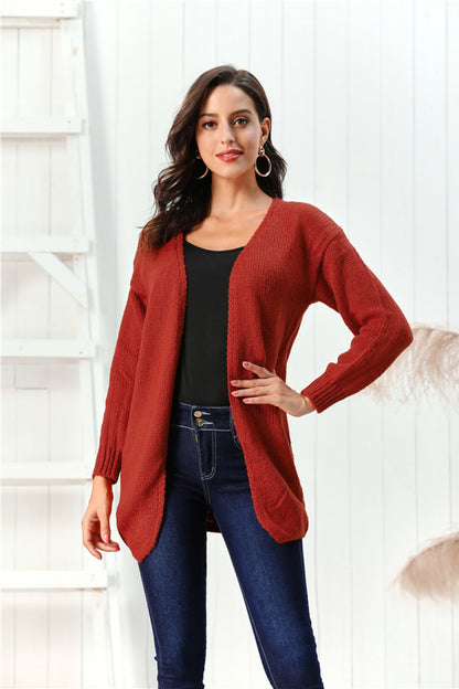 Open Front Long Sleeve Cardigan-Angel Casuals
