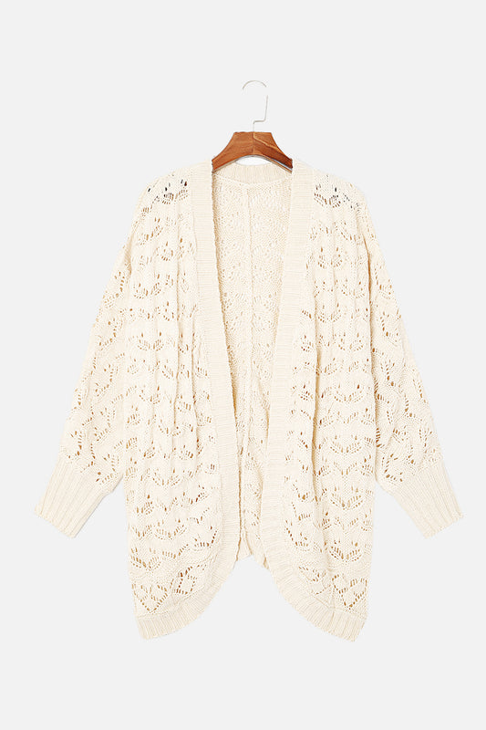 Plus Size Open Front Long Sleeve Cardigan-Angel Casuals