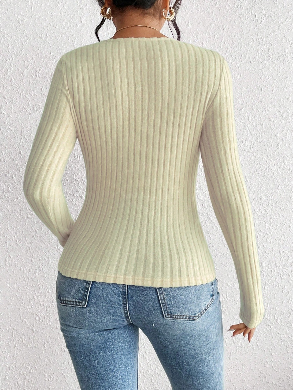 Honey Ribbed Long Sleeve T-Shirt-Angel Casuals