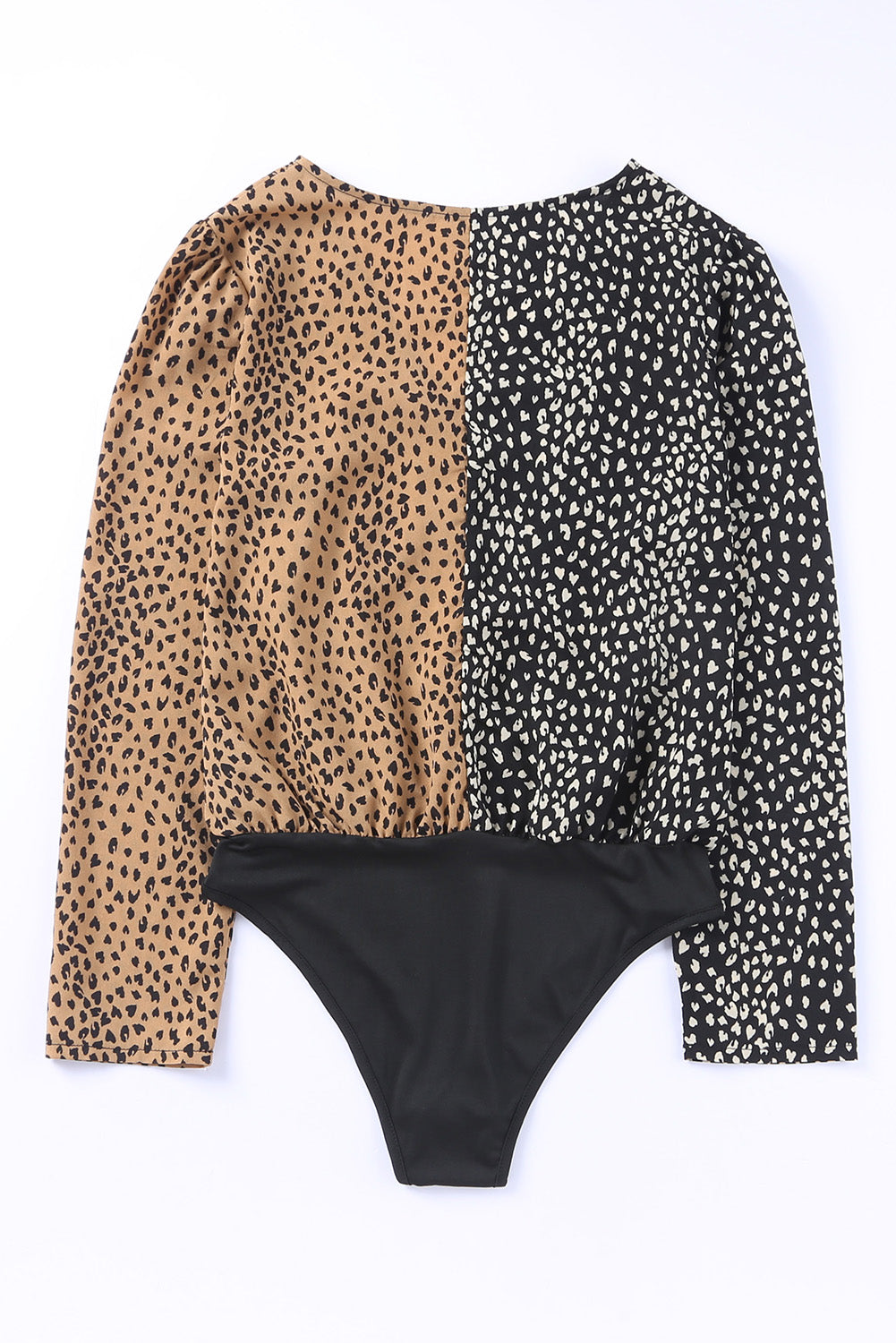 Leopard Surplice Neck Long Sleeve Bodysuit-Angel Casuals