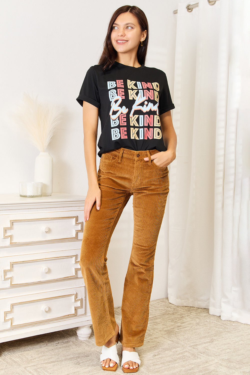 Simply Love BE KIND Graphic Round Neck T-Shirt-Angel Casuals