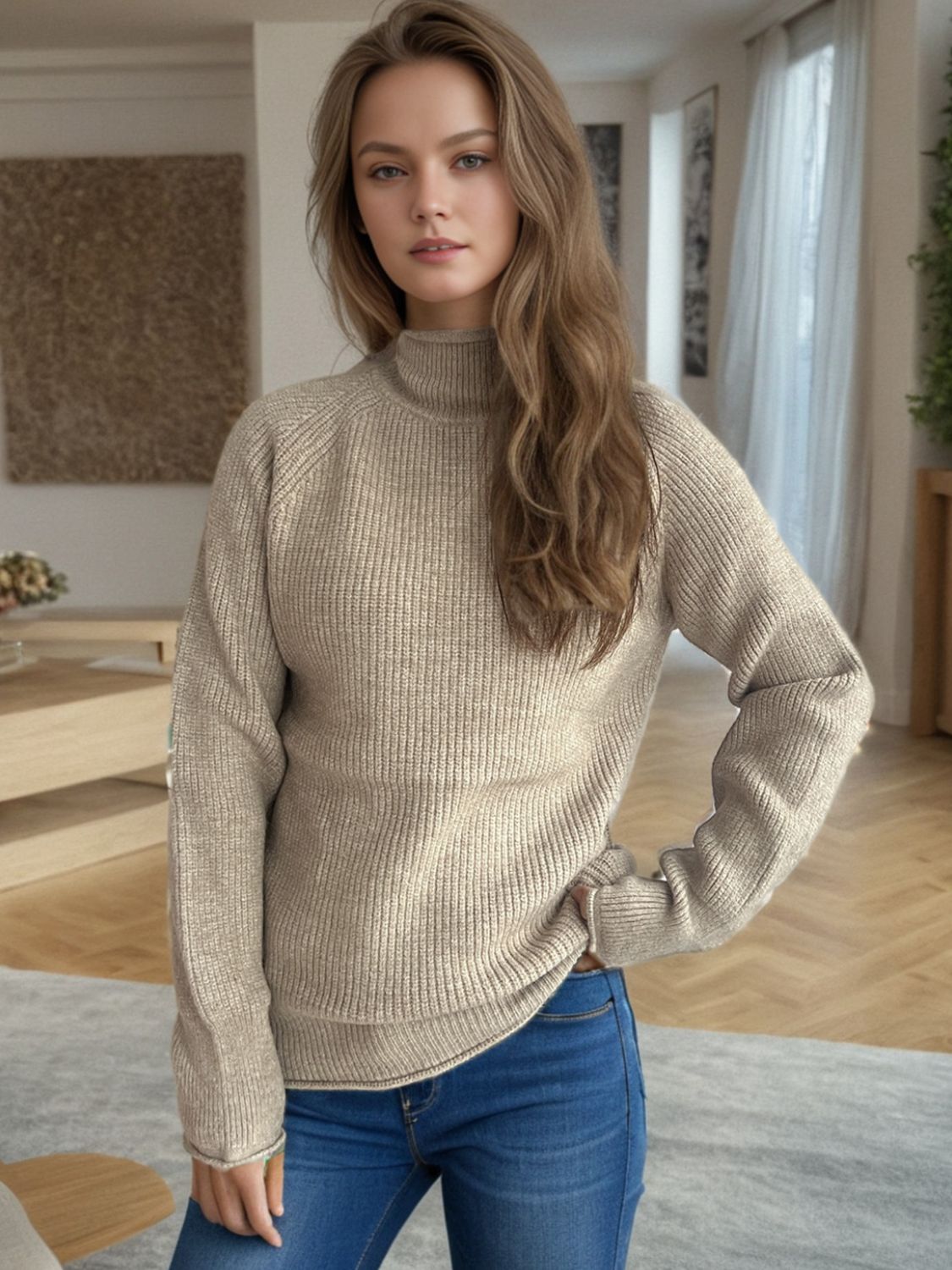 Turtleneck Long Sleeve Sweater-Angel Casuals