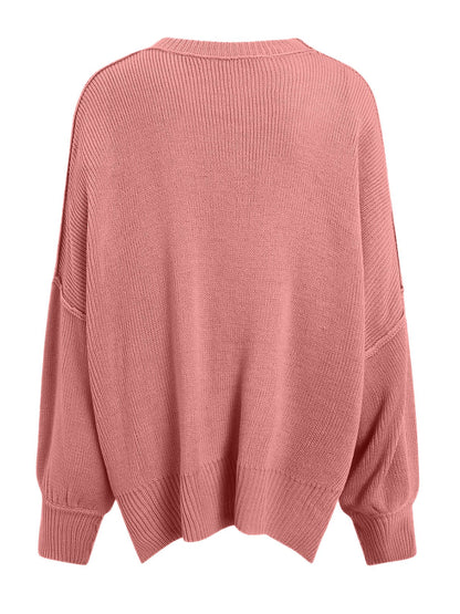 Round Neck Long Sleeve Sweater-Angel Casuals