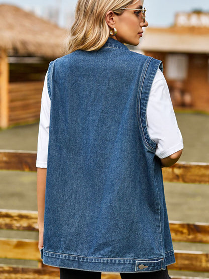 Button Down Denim Vest-Angel Casuals