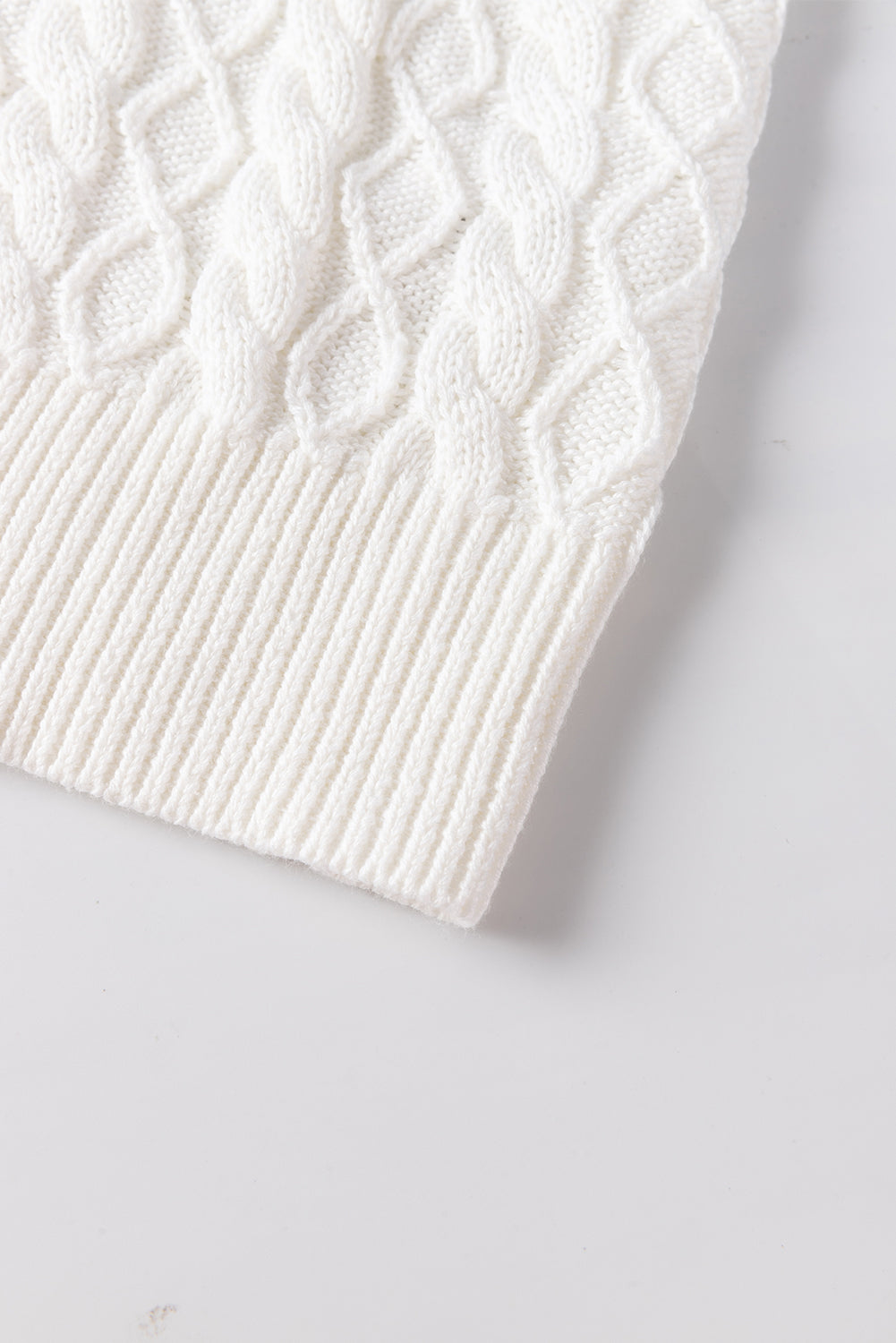 Cable-Knit Turtleneck Cap Sleeve Sweater-Angel Casuals