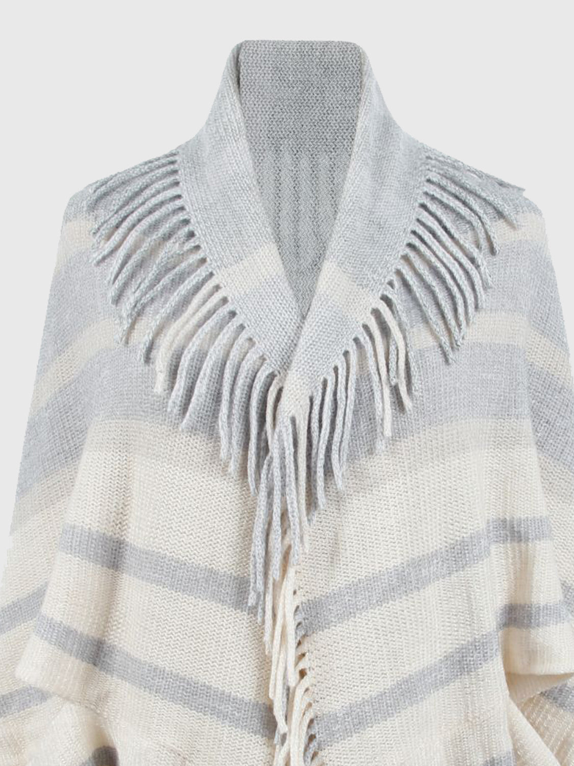 Fringe Detail Open Front Poncho-Angel Casuals