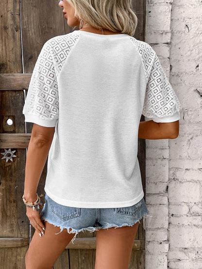 Round Neck Short Sleeve Top-Angel Casuals
