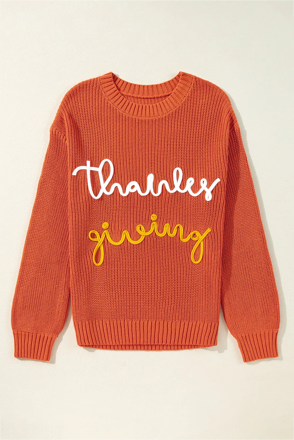 THANKSGIVING Round Neck Long Sleeve Sweater-Angel Casuals